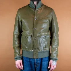 Thedi Leathers Baseballjacke Leder Grün> Jacken