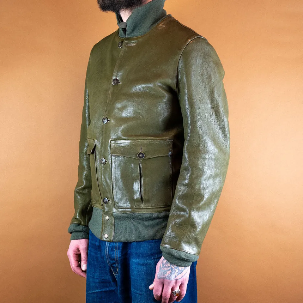 Thedi Leathers Baseballjacke Leder Grün> Jacken