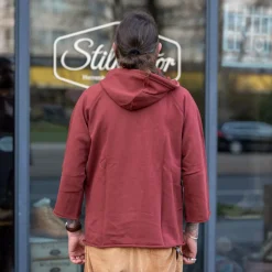 Fleurs de Bagne Boxing Hooded Sweatshirt 3/4 Burgundy><noscript><img width=