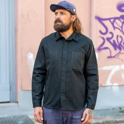 Benzak BWS-02 Utility Shirt 8oz. Herringbone Black> Hemden
