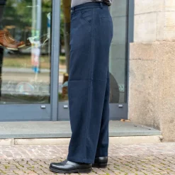 About Companions Carlo Trousers Eco Flannel Striped Navy><noscript><img width=