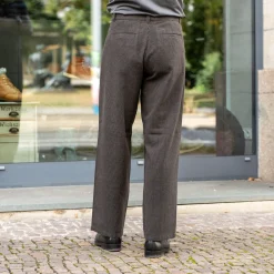 About Companions Carlo Trousers Eco Flannel Striped Brown><noscript><img width=