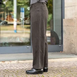 About Companions Carlo Trousers Eco Flannel Striped Brown><noscript><img width=