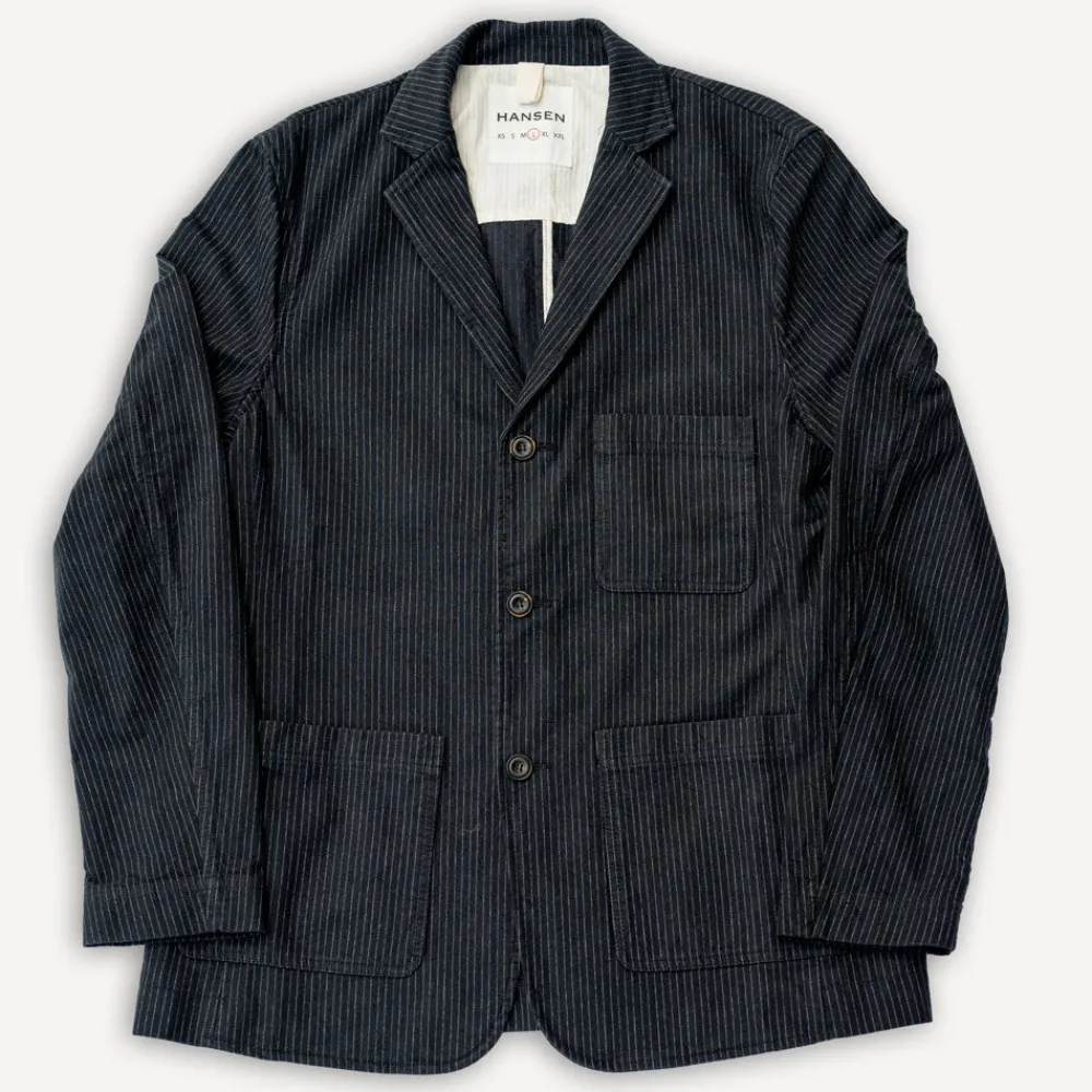 Hansen Charlie Easy Three Button Blazer Black Pin> Jacken
