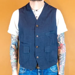 Scarti Lab Cotton/Hemp Vest Navy> Westen
