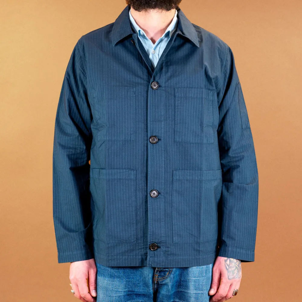Universal Works Coverall Jacket in Navy Nearly Pinstripe Navy> Jacken