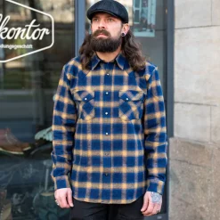 Indigofera Dawson Shirt Check Flannel Indigo/Beige> Hemden