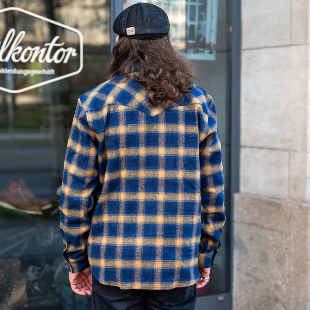 Indigofera Dawson Shirt Check Flannel Indigo/Beige> Hemden