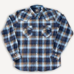 Indigofera Dollard Shirt Herringbone Check Blue/Brown> Hemden