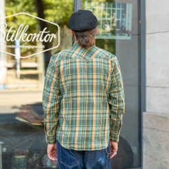 Indigofera Dollard Shirt Herringbone Check Green/Yellow><noscript><img width=