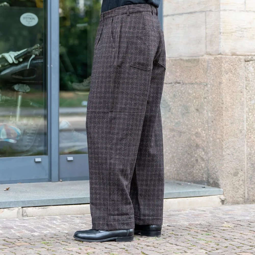 Universal Works Duke Pant Cedar Check Brown> Hosen