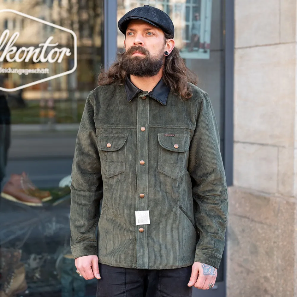 Indigofera Fargo Trucker Jacket Corduroy Green> Jacken