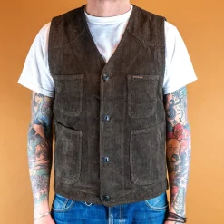 The Quartermaster Fisherman Vest Corduroy Brown> Westen