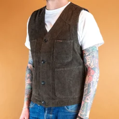 The Quartermaster Fisherman Vest Corduroy Brown> Westen