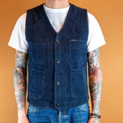 The Quartermaster Fisherman Vest Corduroy Blue> Westen