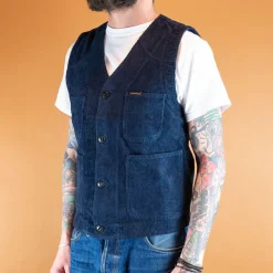 The Quartermaster Fisherman Vest Corduroy Blue> Westen