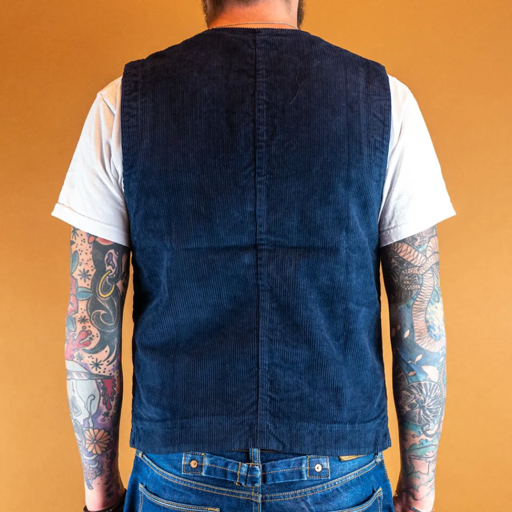The Quartermaster Fisherman Vest Corduroy Blue> Westen