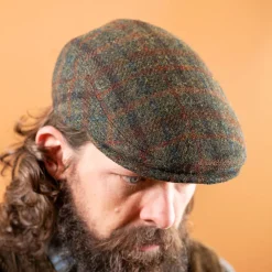 Bullani Flatcap Herringbone Harris Tweed Green> Mützen