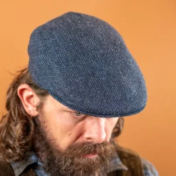 Bullani Flatcap Herringbone Wool Blue> Mützen
