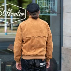 Baracuta G9 Harrington Suede Jacket Tobacco><noscript><img width=