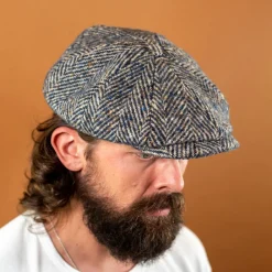 Stetson Hatteras Classic Herringbone Wool Schirmmütze Blue/Grey> Mützen