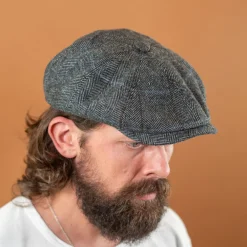 Stetson Hatteras Classic Herringbone Wool Schirmmütze Grey Brown Stripes> Mützen