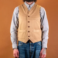 Captain Santors Herringbone Vest Khaki> Westen