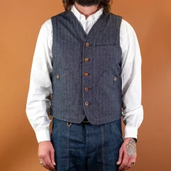 Captain Santors Herringbone Work Vest Blue> Westen