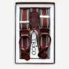 Trico Hosenträger 36mm breit mit Rollzug Bordeaux gestreift> Hosenträger