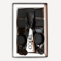 Trico Hosenträger 36mm breit mit Rollzug Schwarz glatt> Hosenträger