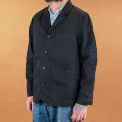 Hansen Josef Refined Workwear Jacket Black Slub> Jacken