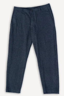 Hansen Ken Wide Cut Trousers Black Wool Pin> Hosen