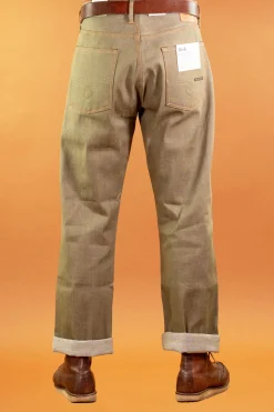 Indigofera Kirk Pants Desert Moss Selvage 10,5oz Green><noscript><img width=