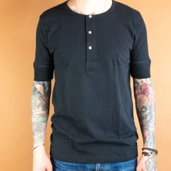 Merz beim Schwanen Knopfleistenhemd Kurzarm Deep Black> T-Shirts
