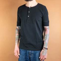 Merz beim Schwanen Knopfleistenhemd Kurzarm Deep Black> T-Shirts