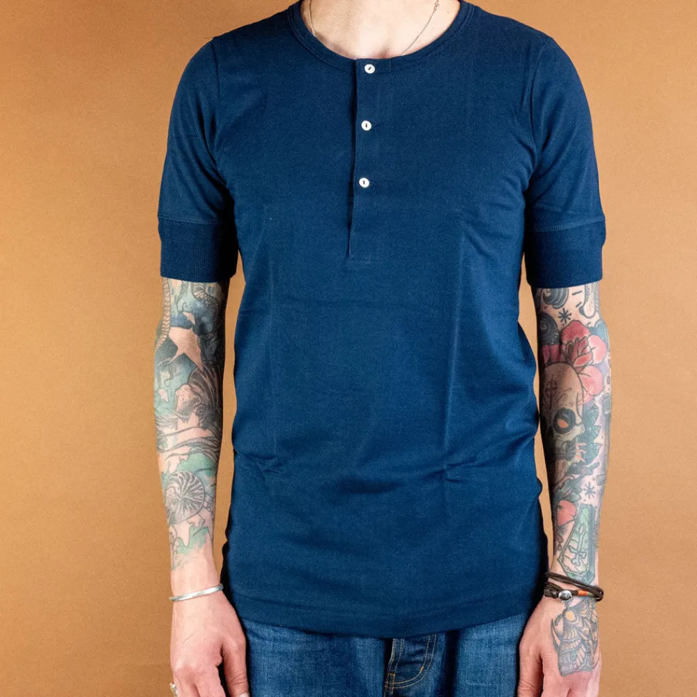Merz beim Schwanen Knopfleistenhemd Kurzarm Inkblue> T-Shirts