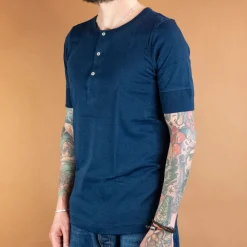 Merz beim Schwanen Knopfleistenhemd Kurzarm Inkblue> T-Shirts