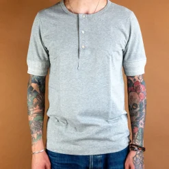 Merz beim Schwanen Knopfleistenhemd Kurzarm Grey Melange> T-Shirts