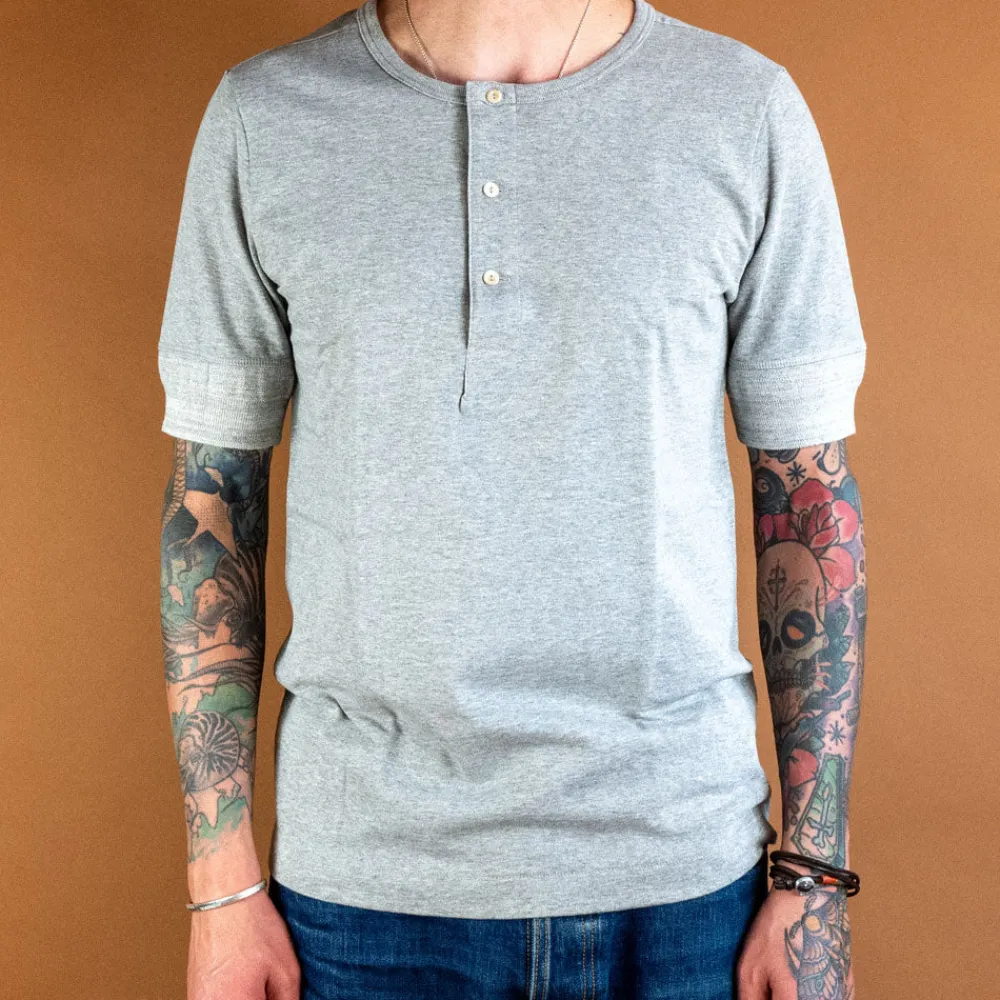 Merz beim Schwanen Knopfleistenhemd Kurzarm Grey Melange> T-Shirts