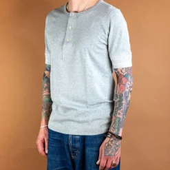 Merz beim Schwanen Knopfleistenhemd Kurzarm Grey Melange> T-Shirts