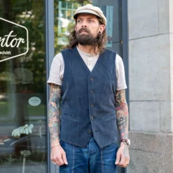 Hansen Knud Workwear Waistcoat Dusty Navy> Westen