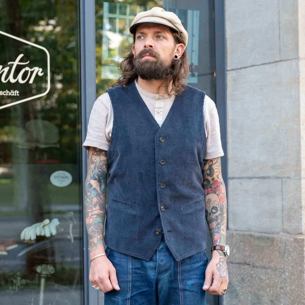 Hansen Knud Workwear Waistcoat Dusty Navy> Westen