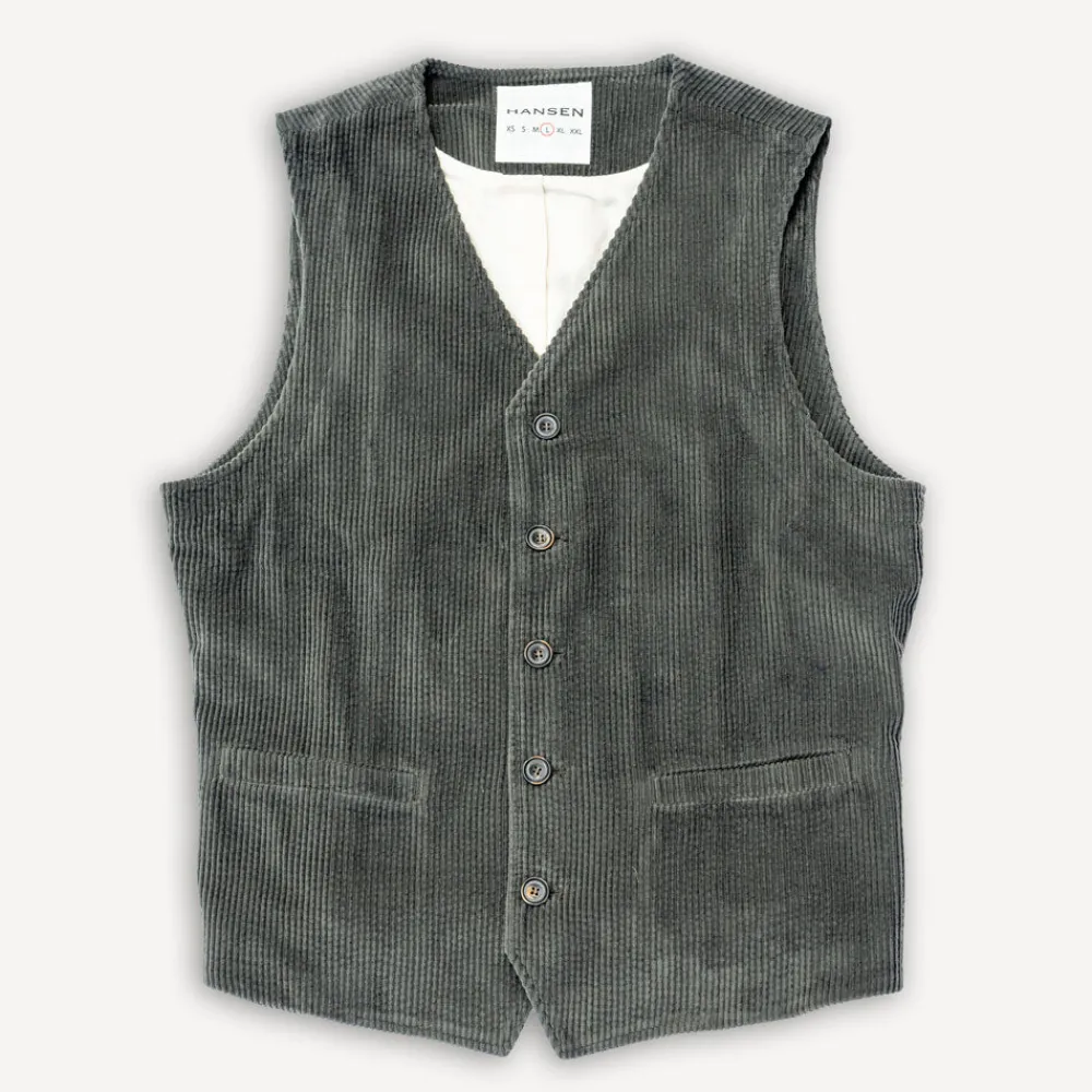 Hansen Knud Workwear Waistcoat Olive-Taupe> Westen