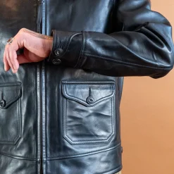 Thedi Leathers Lederjacke im Fliegerjackenstil Horsehide Black><noscript><img width=