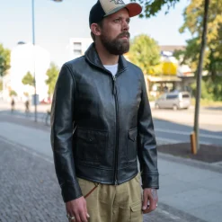 Thedi Leathers Lederjacke im Fliegerjackenstil Horsehide Black><noscript><img width=