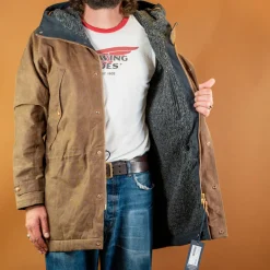Manifattura Ceccarelli Long Mountain Jacket Waxed Dark Tan><noscript><img width=