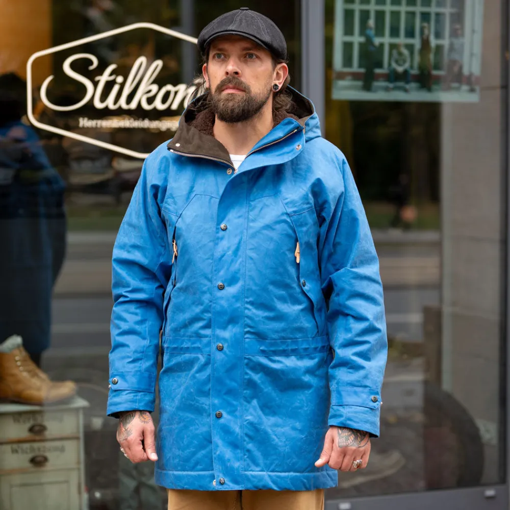 Manifattura Ceccarelli Long Mountain Jacket Waxed Mid Blue> Jacken