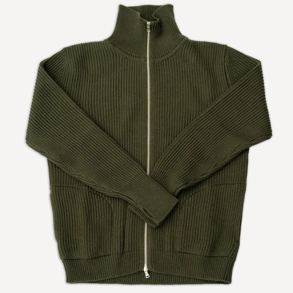 Andersen-Andersen Navy Full Zip Pockets Hunting Green> Pullover