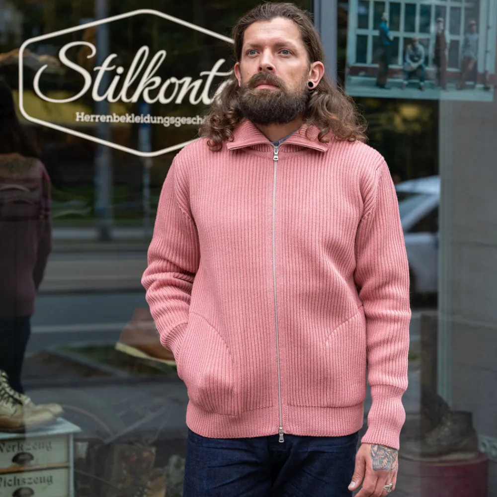 Andersen-Andersen Navy Full Zip Pockets Lyserod> Pullover