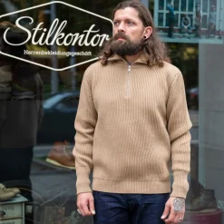 Andersen-Andersen Navy Half Zip Pullover Camel> Pullover